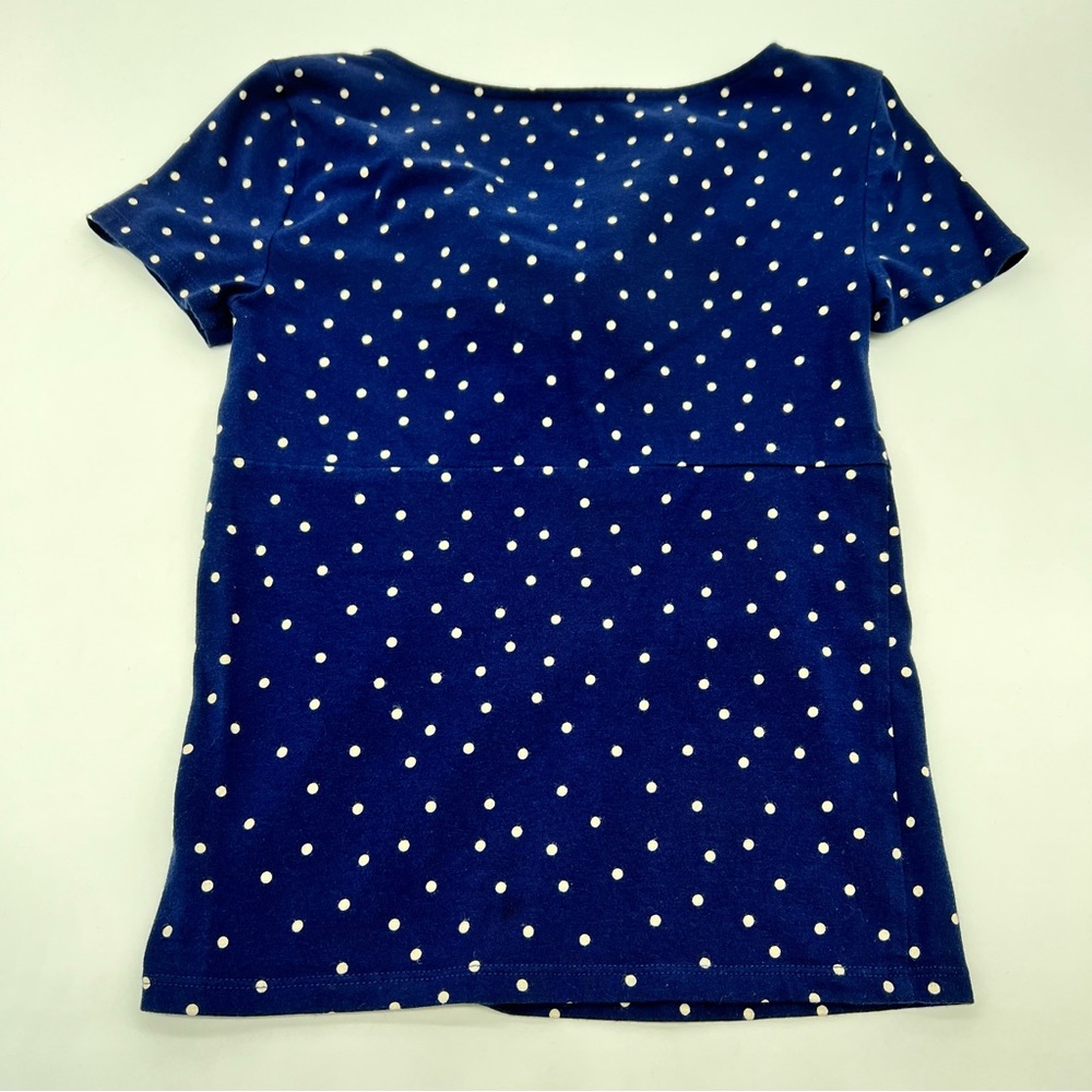 Mossimo Supply Co. Blue w/White Polka Dot Short Sleeve Top cotton Blend Size XS - Picture 2 of 3